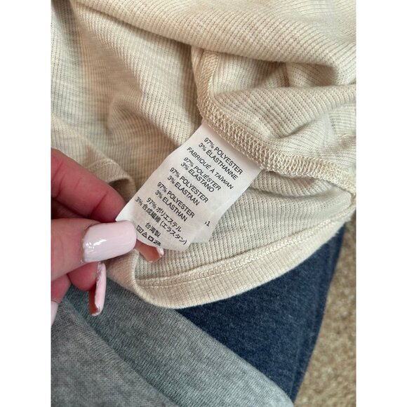 Vuori Tank ribbed khaki/off white women's SZ M athletic high crew neck - Picture 6 of 8